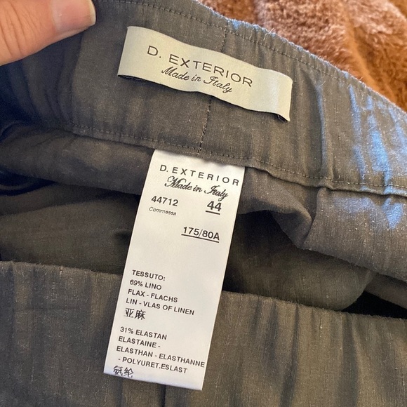 D. Exterior Women’s Linen Blend Pull On Pants Tuape Italian Size 44 - Picture 4 of 7